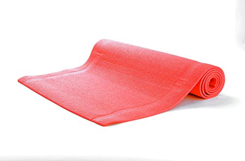 Mind Reader All Purpose Extra Thick Yoga Mat Fitness & Exercise Mats with Carrying Strap, High Density Anti-Tear, Red