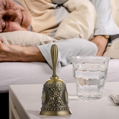 Super Loud Brass Hand Call Bell for Dinner Seniors Bedside-Bronze - color: Bronze