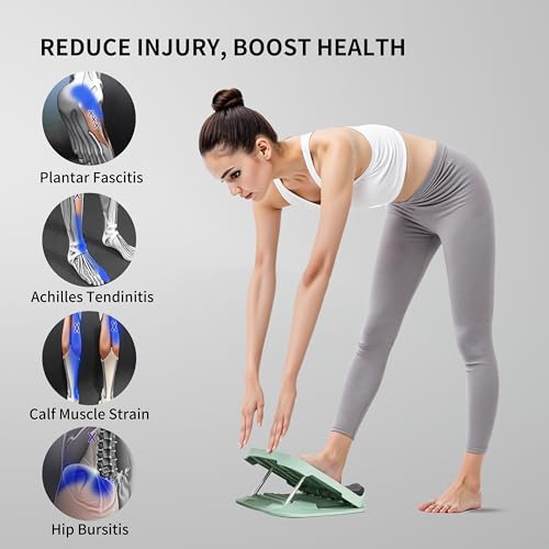 PROIRON Slant Board, Adjustable Calf Stretch Board, Thick Heel Pad for Comfort Stretching, Calf Stretcher Incline Board, Anti Slip Surface & Base for Safe Exercise, Ankle Heel Mobility, 10"x10" - color: Green