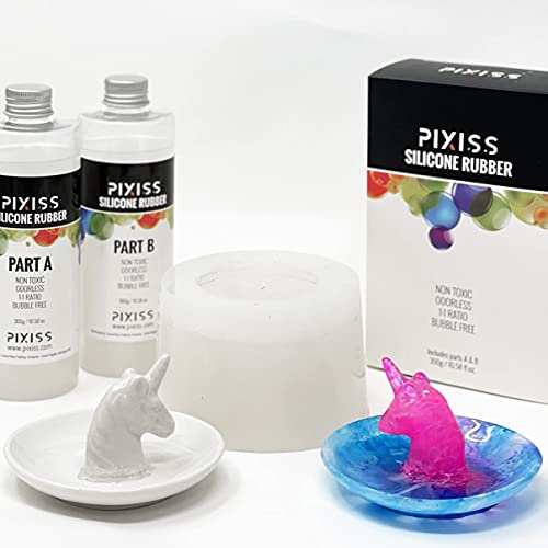 Pixiss Silicone Mold Making Kit Liquid Silicone Rubber Bubble Free Translucent Clear Mold Making Silicone-Mixing Ratio 1:1-Molding Silicone for Resin Molds,Silicone Molds DIY(21.16oz) - size: 0.6kg Kit
