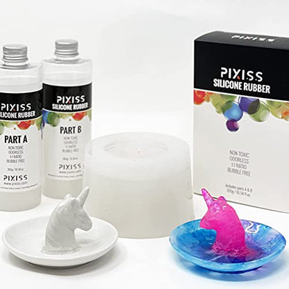 Pixiss Silicone Mold Making Kit Liquid Silicone Rubber Bubble Free Translucent Clear Mold Making Silicone-Mixing Ratio 1:1-Molding Silicone for Resin Molds,Silicone Molds DIY(21.16oz) - size: 0.6kg Kit