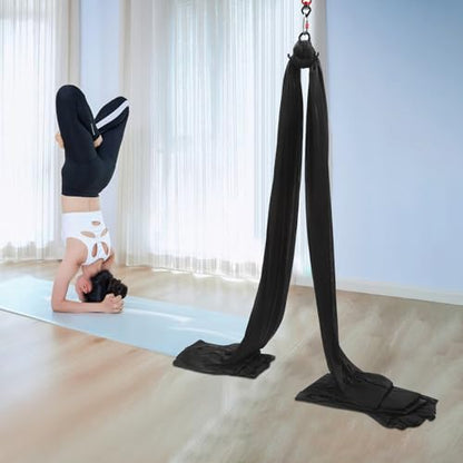 Aerial Yoga Silk Ribbon 32.8ft Polyester Fabric for Home Practice | Durable polyester-manganese steel build – Non-slip plain weave – 360° swivel