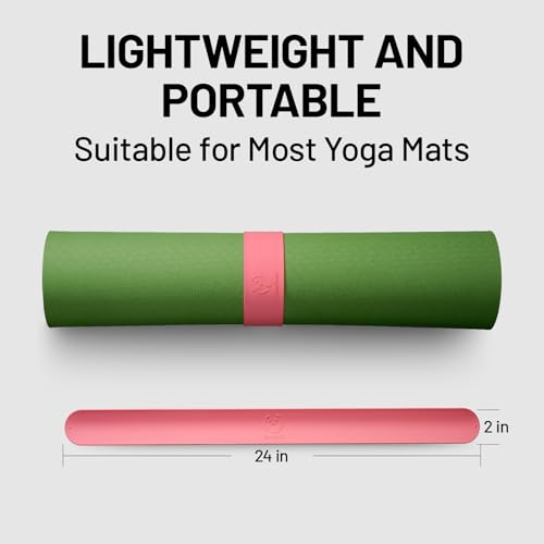 Slim Panda Yoga Mat Strap Slap Band, One Snap Keeps Mats Tightly Rolled, Heavy-Duty Clasp Fits Most Size Mats(24" L X 2" W) - color: Pink