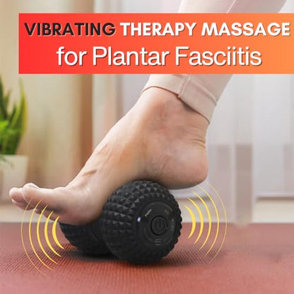 ZeenKind Vibrating Peanut Massage Ball Plantar Fasciitis Muscle Pain Relief | Portable Foot Roller Massager for Deep Tissue Therapy Muscle Pain Myofascial Release, 4 Vibration Speed - color: Peanut Ball-stronger Vibration