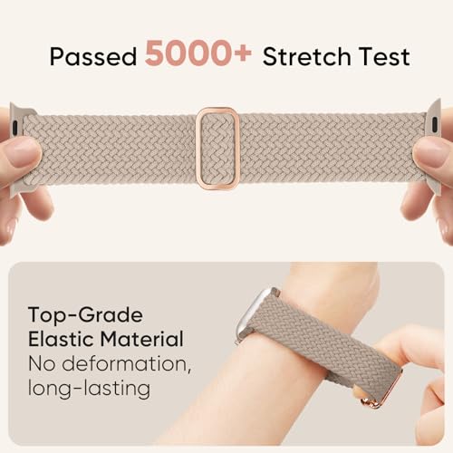 Braided Stretchy Nylon Band Compatible for Apple Watch Bands Women Men - color: MilkTea, size: 44mm/45mm/46mm/49mm