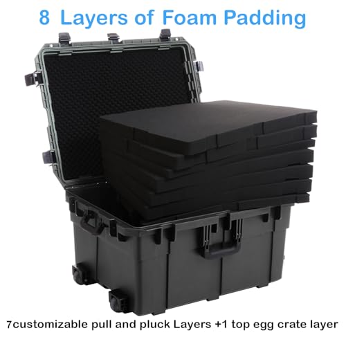 Regetek Waterproof Hard Case 32 x 25 x 18 Inch, Equipment Roller Case with Wheels,Customizable Foam, for Electronic, Tool, camera, lenses, Camcorder,Drone, IP67, Shockproof, Inner 25.8" x19.2" x 15.1"
