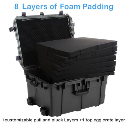 Regetek Waterproof Hard Case 32 x 25 x 18 Inch, Equipment Roller Case with Wheels,Customizable Foam, for Electronic, Tool, camera, lenses, Camcorder,Drone, IP67, Shockproof, Inner 25.8" x19.2" x 15.1"