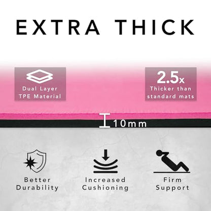 Large Workout Mat - 10mm Extra Thick Exercise Mat & Wide Yoga Mat, 72"x32" - color: Pink