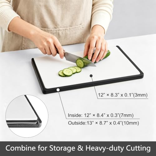 Fotouzy Flexible TPU Cutting Boards Mats Plastic Chopping Board Set of 4 | 3 TPU Cutting Mats + 1 Plastic Cutting Board, Non-Slip, BPA Free, Dishwasher Safe, Scratch Free, For Meat, Vegetables & Fruit