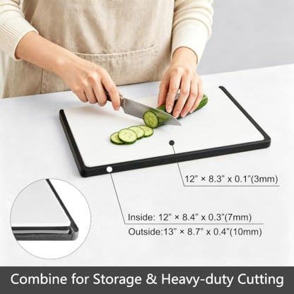 Fotouzy Flexible TPU Cutting Boards Mats Plastic Chopping Board Set of 4 | 3 TPU Cutting Mats + 1 Plastic Cutting Board, Non-Slip, BPA Free, Dishwasher Safe, Scratch Free, For Meat, Vegetables & Fruit