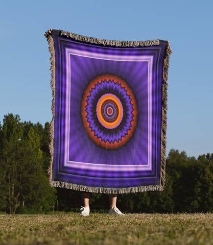 3dRose 12 Blue red Gold Glowing Energy Power Meditation Orient Peace Harmony NewAge Woven Blanket