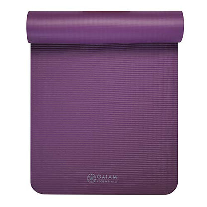 Gaiam Thick Yoga Mat, Exercise & Fitness Mat with Easy-Cinch Carrying Strap - color: Purple, size: 2/5" (10MM)