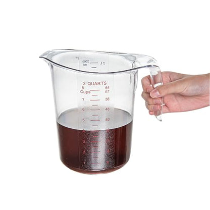 Restaurantware Plastic Measuring Cup - Chef 101 Measuring Jug with Dual Unit Markings, Dishwasher Safe - Clear Measuring Cup for Kitchen, Restaurants - size: 7.75" × 6.00" × 7.50"