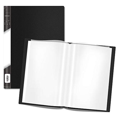 Presentation Book 40 Clear Pockets Sleeves Protectors Art Portfolio Clear Book for Artwork, Report Sheet, Letter(Can Accommodate 14 X 11inch) - size: 14x11.2inch (Black)