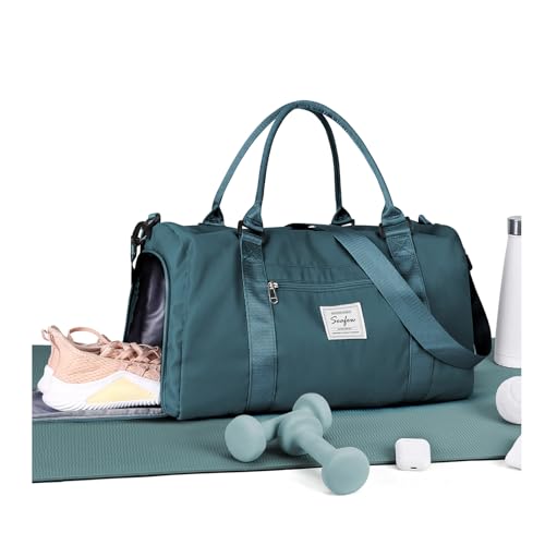 Gym Bags Womens Mens with Shoes Compartment and Wet Pocket Travel Duffel Bag for Women for Plane Sport Gym Tote Bags Swimming Yoga Waterproof Weekend Overnight Bag Carry on Bag Hospital Holdalls - color: A10-Peacock Blue