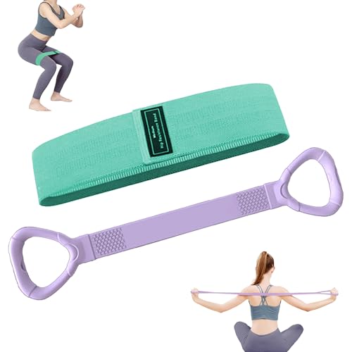 Full Body Resistance Bands Set for Women & Men, Professional Upper & Lower Body Workout Bands for Arms, Legs, Glutes, Yoga, Strength Training, Home Gym Fitness Equipment - color: Purple 2pcs