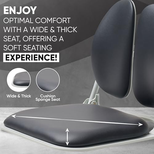 Ergonomic Dual-Backrests Floor Chair with Back Support (Black Leather) | Reduce pressure on your back by up to 50% - color: Black