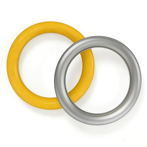 2 Pack Yoga Ring, High Strength PVC Yoga Circle for Women & Men, Non-Slip Smooth Surface, Home Gym Fitness Accessories for Balance Stretching Shaping(Gray&Yellow)