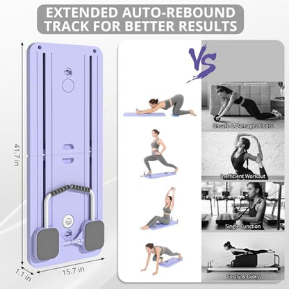 JANUA Pilates Board - Pilates Reformer Set, Multi-Purpose Foldable Pilates Reformer Board for Home, 5 in 1 Pilates Sliding Board - color: Purple