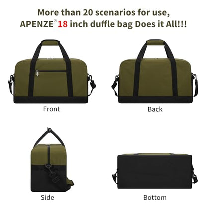 Small Gym Bag 18 inch Carry On Duffel Bag for Weekender Travel - Olive Green - color: Olive Green, size: 18inch