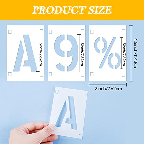 UCEC 42 Pcs 3 Inch Letter Stencils, Alphabet&Number Templates for Wall Art | Reusable Craft Stencils With Calligraphy-Style Font, Works On Fabric, Rock, Wood, For Diy Art, Sign Making - size: 3 inch/42 pcs