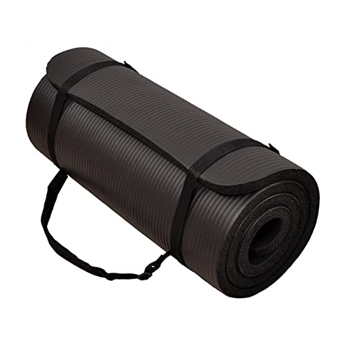 BalanceFrom 1-inch Thick 71x24 Inches Extra Thick Exercise Yoga Mat - color: Black