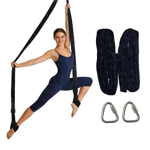 PRIOR FITNESS Aerial Strap Ropes,SGS Certified,9.8ft Body Loop Trapeze 2pcs - color: Glitter Black