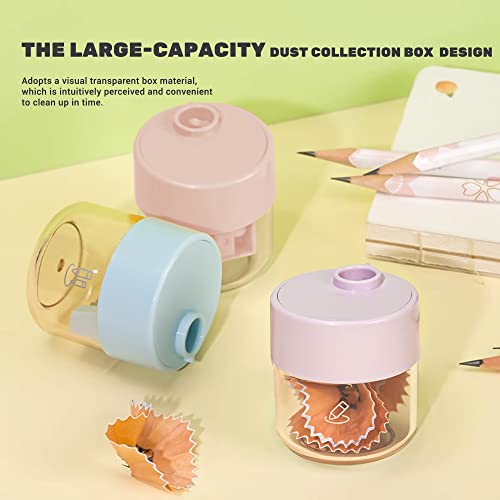 Golcellia 3 Pack Handheld Pencil Sharpeners Single Hole Back to School | Compact colored handheld pencil sharpener, dual holes, steel blade and shavings box for classroom office back to school