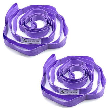 Stretching Strap Yoga Strap with Loops for Physical Therapy, Non-Elastic - color: Purple+Purple