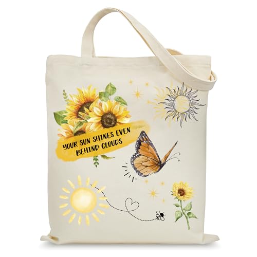 Aesthetic Canvas Tote Bag for Women with Inner Pocket - color: Sunflower