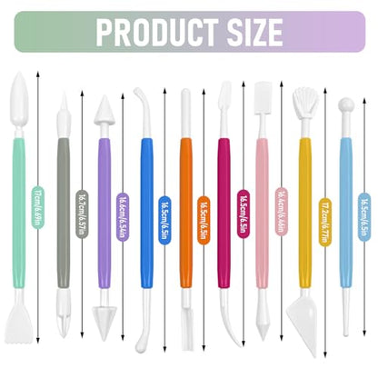 18PCS Double Ended Clay Sculpting Tools Set for Air Dry Polymer Clay Craft | Plastic pottery modeling molding tools, perfect for DIY handmade art creation and daily clay carving making projects