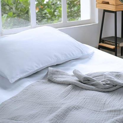Salt Earth 100% Cotton Gauze 55"X75" Twin 4 Layered Blanket- Scottish Grey | Premium Muslin Blanket for Couch,Bed,Living,Summer Lightweight, All Seasons Blankets & Throws, Boho,Travel & Skin Friendly - color: Scottish Grey, size: 55"X75" Twin
