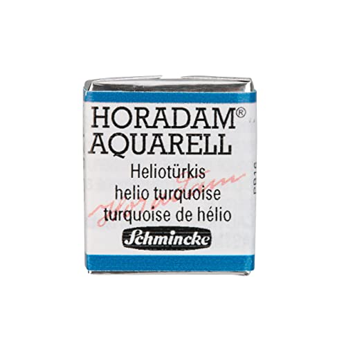 Schmincke - HORADAM® AQUARELL - Finest Artists' Watercolor Paints, 475 Helioturquoise, 14 475 044, 1/2 pan - color: 475 Helio Turquoise
