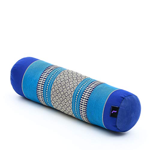 Leewadee Small Yoga Bolster – Shape-Retaining Cervical Neck Roll, Tube Pillow for Comfortable Reading, Kapok Filling, 22 x 6 x 6 inches - color: Sf28 - Blue