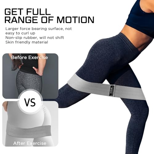 Lenwen 12 Pcs Fabric Resistance Bands Bulk - color: Gray