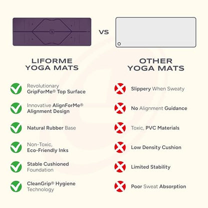 Liforme Travel Yoga Mat - Patented Alignment Design, Advanced Non-Slip Grip - color: Purple