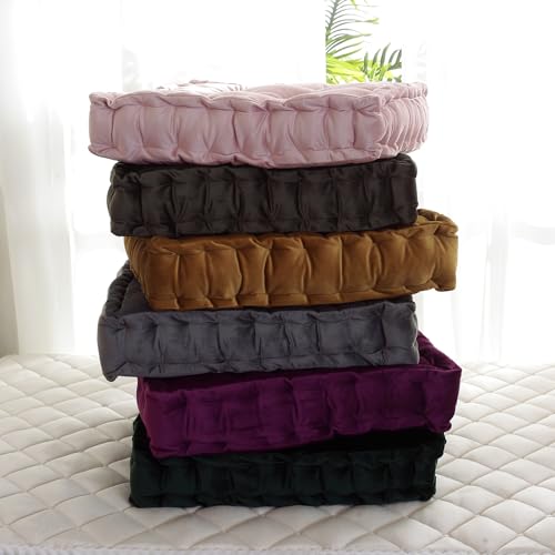 vctops Square Solid Color Velvet Seat Cushion with Handle Tufted Thicken Chair Pad Tatami Floor Pillow Cushion 16.5"x16.5"x4" Pink - color: Pink