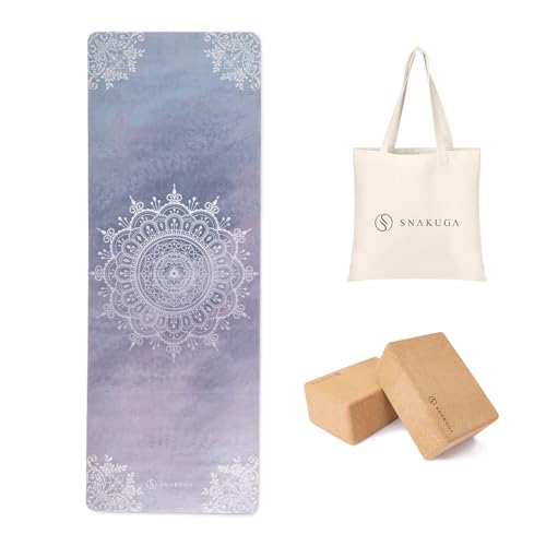Travel Yoga Mat and Cork Yoga Block 2 Pack