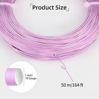 18 Gauge Aluminum Craft Wire, 164FT 1mm Bendable Metal Wire for Jewelry Making, Wreath Making, Beading(Pink Purple) - color: Pink Purple