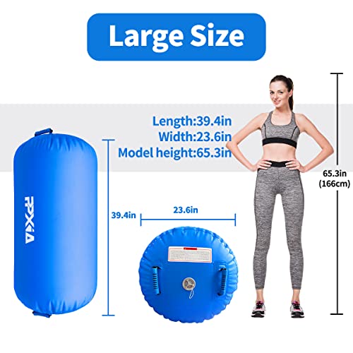 Gymnastics Air Roller Air Barrel Inflatable Tumbling Mat, Tumble Track Backhandspring Mat Gymnastic Equipment with Pump for Yoga Training Cheerleading Home Use - color: Blue, size: 39.37 x 23.6inch