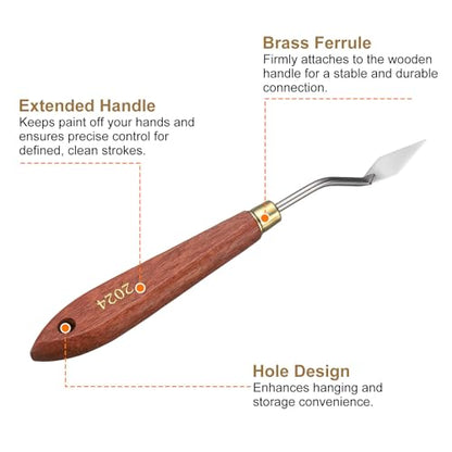 HARFINGTON Palette Knife Painting Tool 1.18" x 0.51" Stainless Steel Teardrop Blade 7.28" Length Spatula Painting Pallet Knives with Hole Beech Wood Handle for Oil Acrylic Canvas, Red/Silver - size: 7.28" x 0.51" x 1.18"