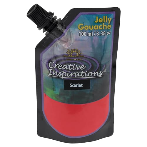 Creative Inspirations Jelly Gouache - Scarlet 100 mL - Unique & Vibrant Jelly Gouache Paint for Artists, Beginners, Painting Parties and More - color: Scarlet, size: 100 mL