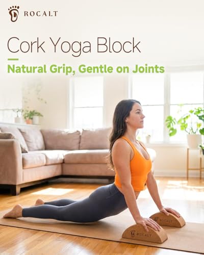 Rocalt Cork Yoga Blocks, Half Moon Foot and Calf Stretching Tool