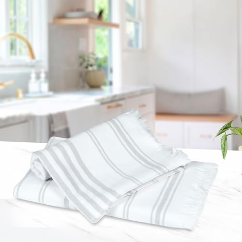 Ample Decor Cotton Hand Towels 16x28 Inches, Turkish Style, Quick Dry, Multi-Purpose Kitchen & Bathroom Towels, Oeko-Tex Certified, Set of 2, Gray - color: Grey, size: Hand Towel Set of 2