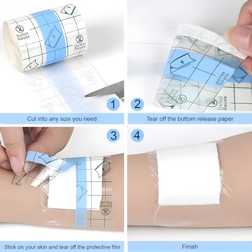 Waterproof Bandages Transparent Film Dressing, Second Skin Healing Protective, Clear Adhesive Bandages Shower Shield Dressing Tape for Tattoos Aftercare Swimming(6 Inch x 1 Yard) - size: 6 Inch x 1 Yard