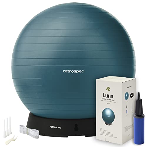 Retrospec Luna Exercise Ball with Pump - Anti-Burst Fitness Equipment for Yoga, Core Training & Stability - Home Gym Swiss Ball for Office & Pregnancy - color: Ocean Blue, size: 75cm