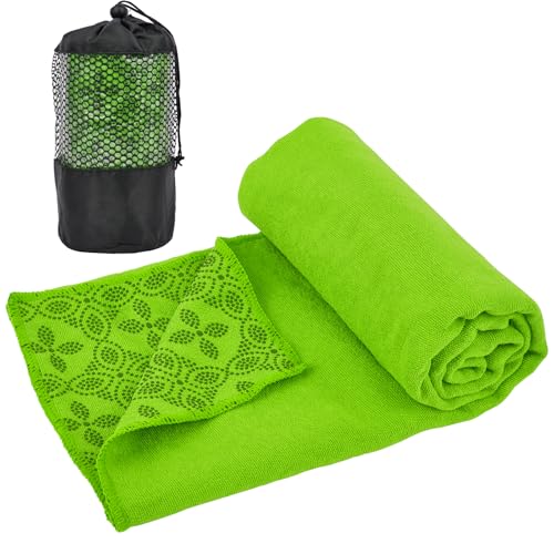 Yoga Towels, Non Slip Hot Yoga Mat Towel with Grip Dots,Super-Absorbent Soft Microfiber Yoga Blanket for Pilates, Fitness and Workout 72inch x 24inch - color: Green