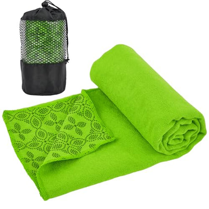 Yoga Towels, Non Slip Hot Yoga Mat Towel with Grip Dots,Super-Absorbent Soft Microfiber Yoga Blanket for Pilates, Fitness and Workout 72inch x 24inch - color: Green