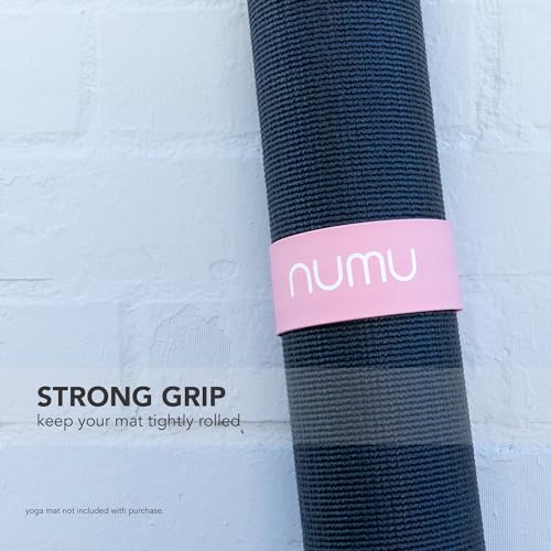 Numu Yoga Mat Strap Slap Band - Easy Snap On to Keep Exercise Mat Tightly Rolled and Secured for Yoga Mat Storage and Travel - color: Pink