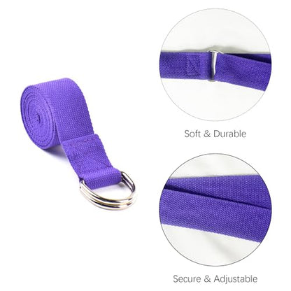 2 Yoga Blocks Supportive Accessories including 2 Knee Pads, 2 With Strap To Put Less Weight On Wrists, 1 Muscle Massage Roller, 2 Pair of Non-Slip Pilates Socks, 1 GYM Bag, Durable Versatile Yoga Brick Exercise Set of 10 - color: Purple